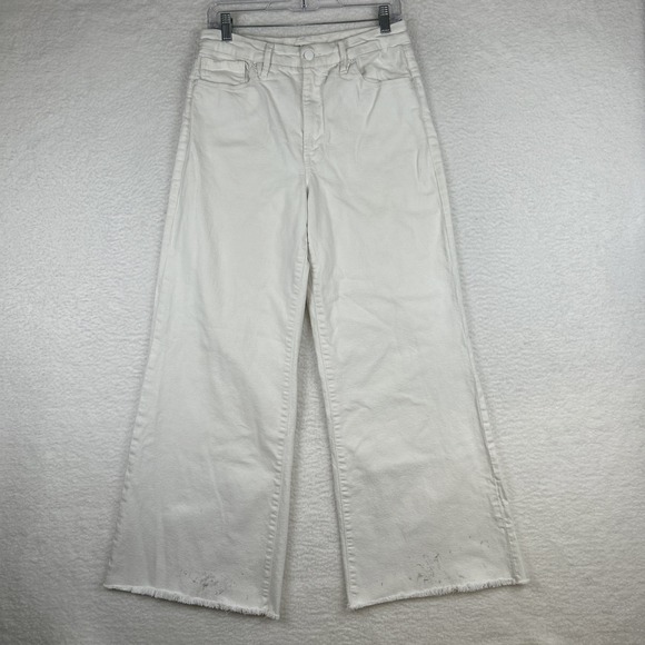 GOOD AMERICAN Good Waist Palazzo Wide Leg Jeans  in White Size 14 32x30 Raw - Picture 1 of 15